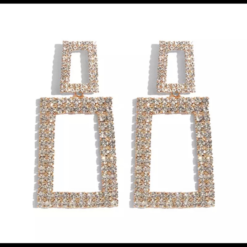 COPY - Geometric Glitzy Gold Crystal Earrings